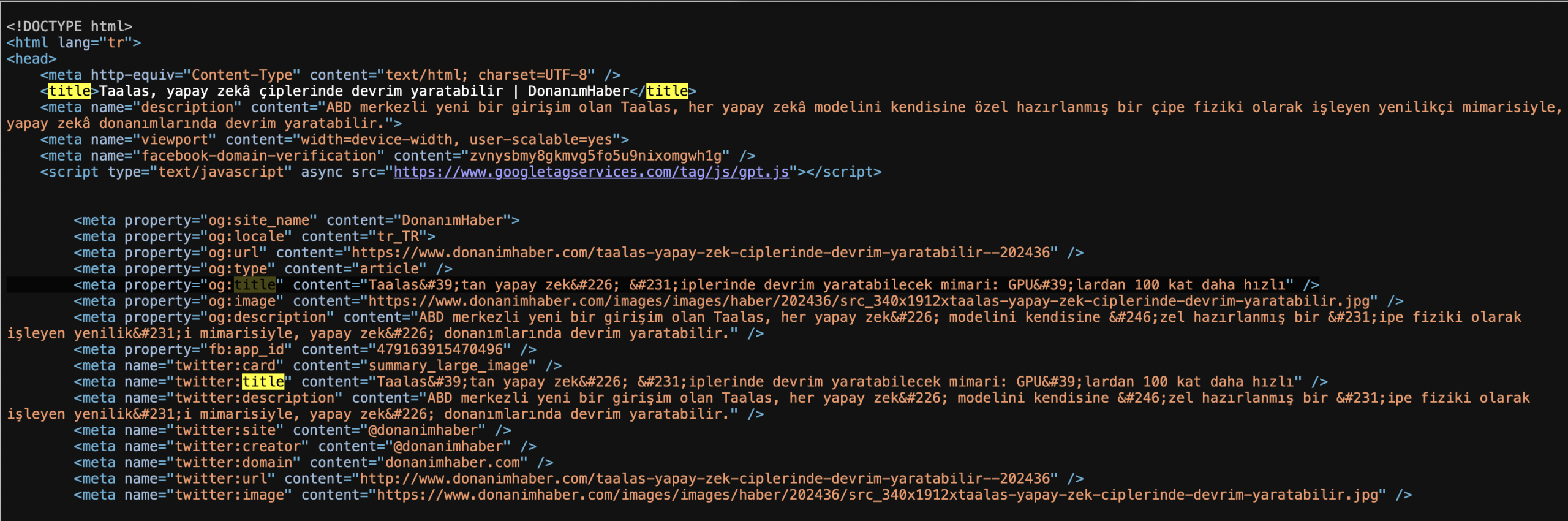 Código fuente de DonanimHaber OG